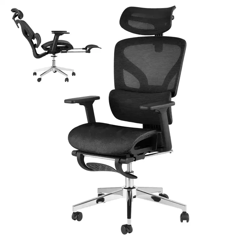 3Rd Gen Ergonomic High Back Mesh Office Chair with Footrest, 4d Adjustable Armrests & Dynamic Lumbar Support for Home Office