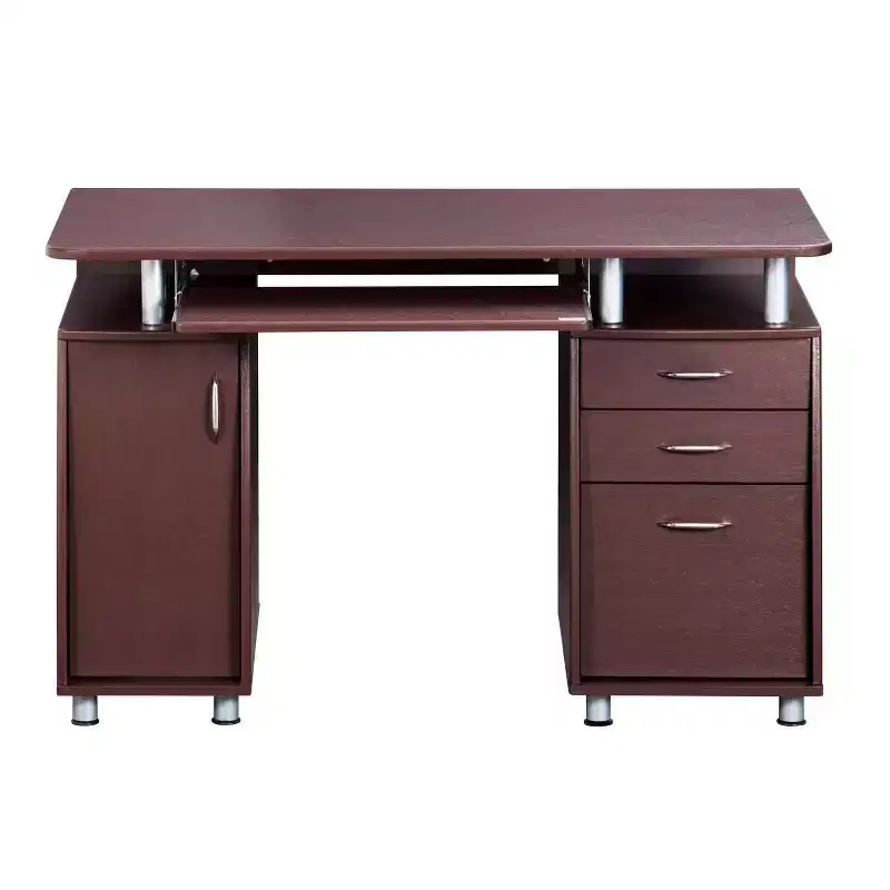 Complete Workstation Computer Desk with Storage Brown - Techni Mobili: L-Shaped Office Furniture with Cable Management