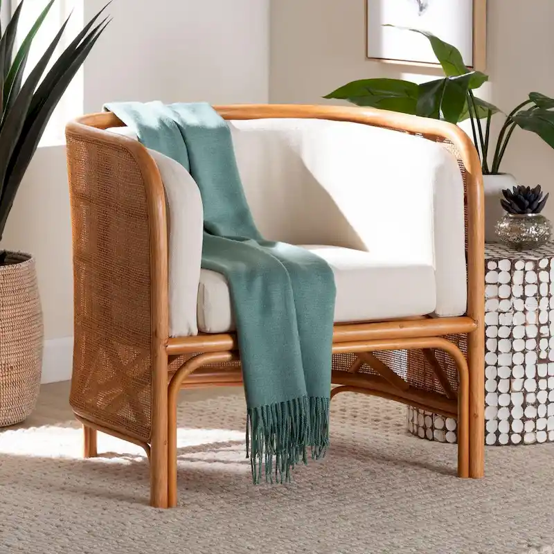Bohemian Light Honey Rattan Accent Chair
