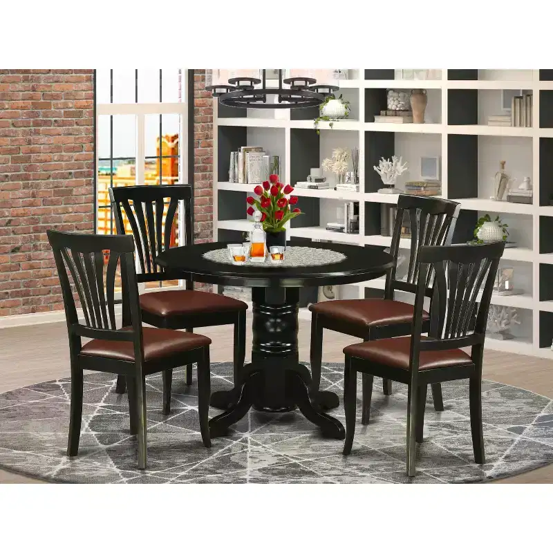 HomeStock Belmont Dinette Set-Dining Table And Kitchen Dining Chairs, Black