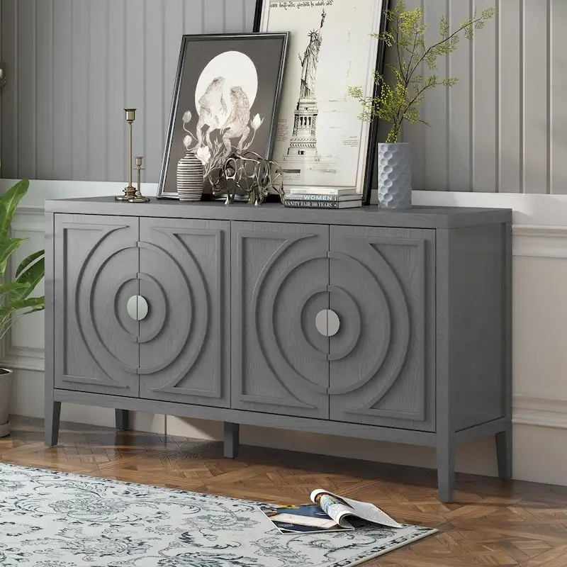 Retro Sideboarddoor with Circular Groove Design Round Metal Door Handle