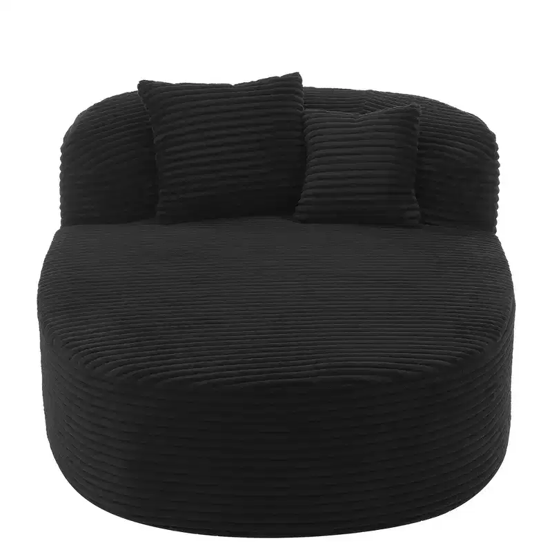 Corduroy Chaise Lounge Sofa & Sofa Bed & Compression Sofa Couch with Two Supportive Pillows