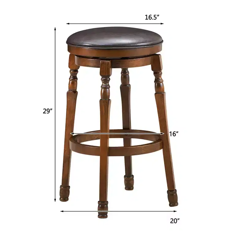 Costway Set of 4 29'' Swivel Bar Stool Leather Padded Dining Kitchen Pub Chair Backless
