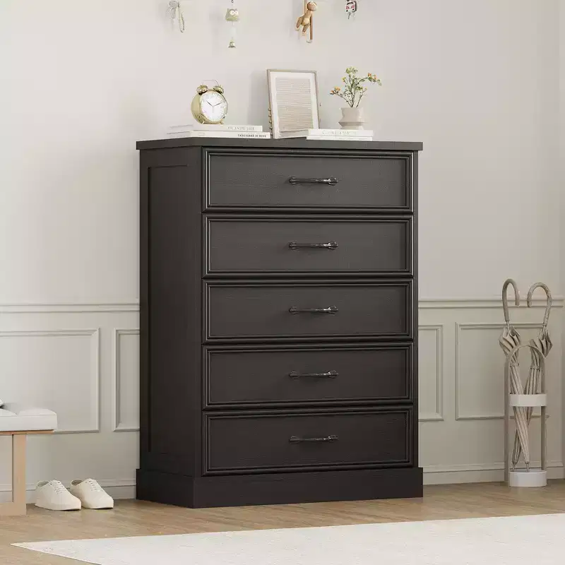 5 Dresser for Bedroom, Vertical Drawer Dresser with Storage Freestanding, Wooden Closet Storage Chest for Living Room, Bedroom, Entryway
