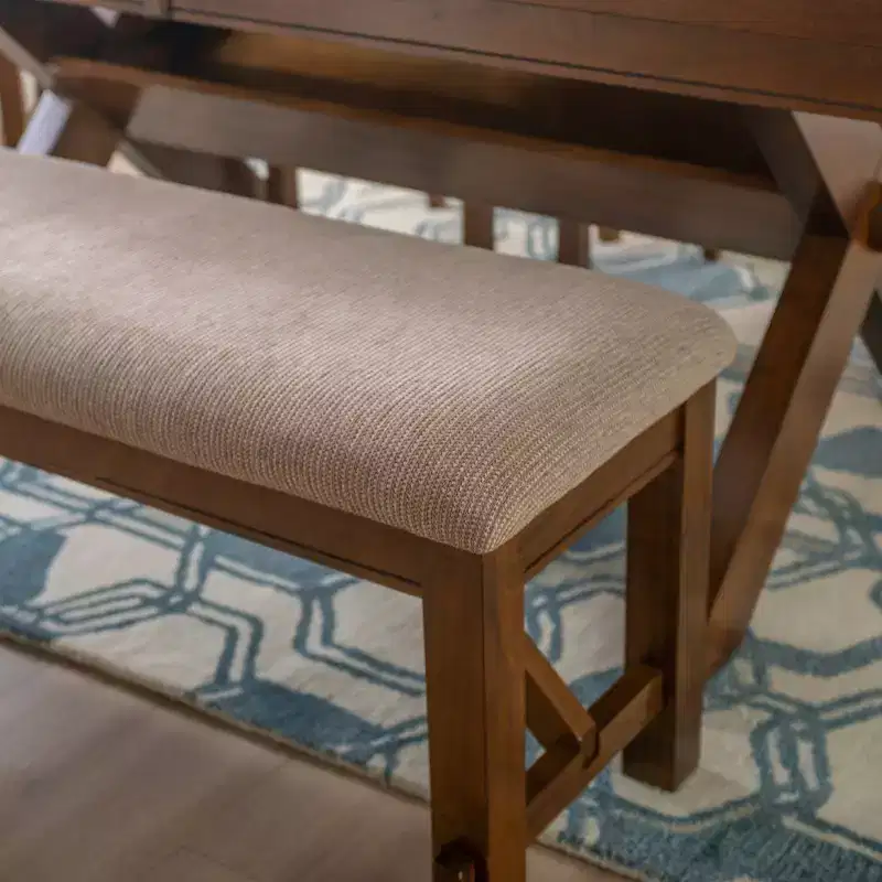 Wood and Polyester Upholstered Dining Bench 60