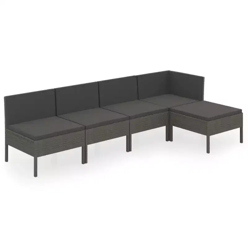 vidaXL Patio Lounge Set Outdoor Sectional Sofa Set Table Poly Rattan Gray