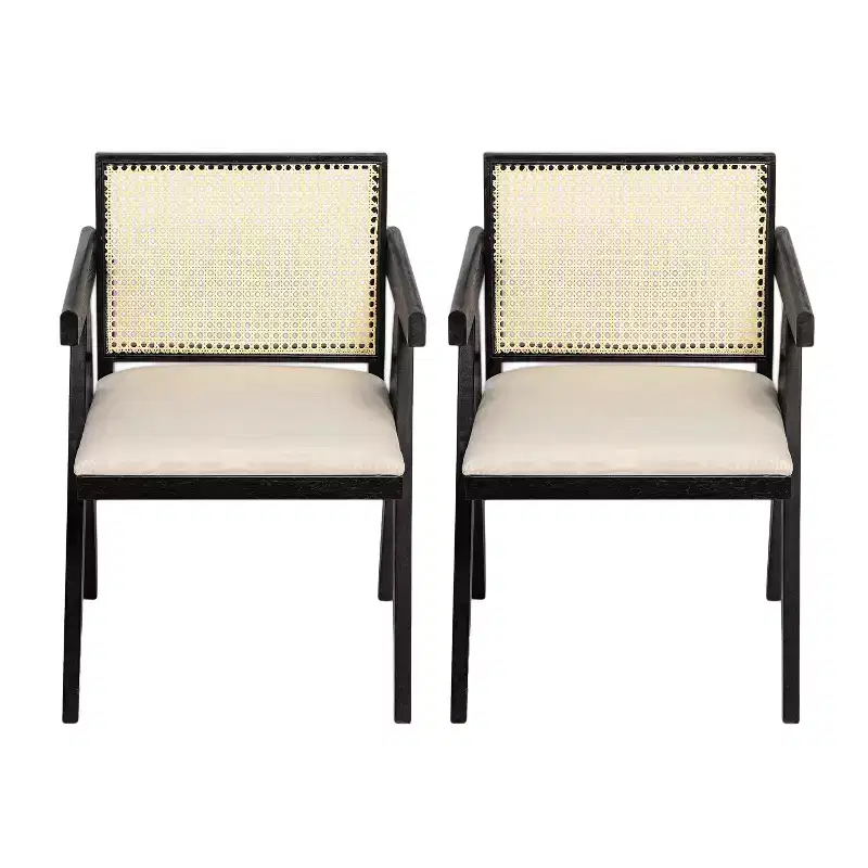 Christopher Knight Home Randall Rubberwood and Cane Upholstered Arm Dining Chair(Set of 2)