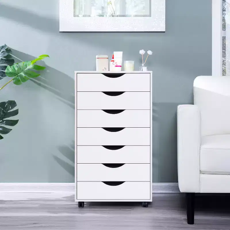 7-Drawer Office Storage File Cabinet on Wheels – 32.2
