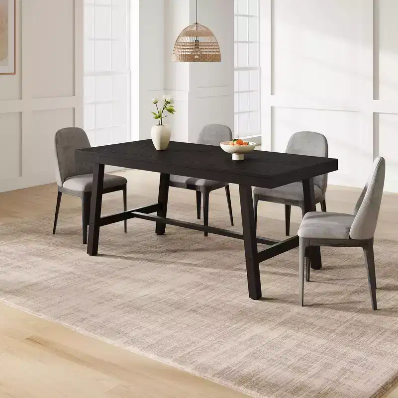 Acekool Industrial Dining Table, Rectangular Kitchen & Dining Room Table for 4-6, Rustic Wood and Metal Design
