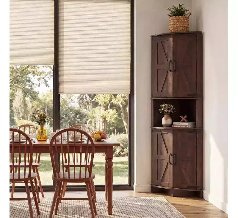 64.8 Tall Farmhouse Corner Cabinet with Doors, Pantry Storage Cupboard with Adjustable Shelves for Kitchen, Living Room & Bathroom