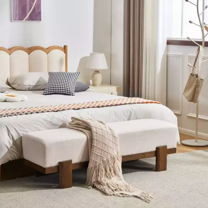 Christopher Knight Home Blinny 54.75W Upholstered Bench with Rubber Wood Legs