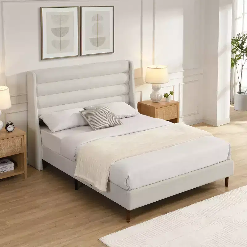 GDFStudio Hector Modern Chenille Upholstered with High Headboard