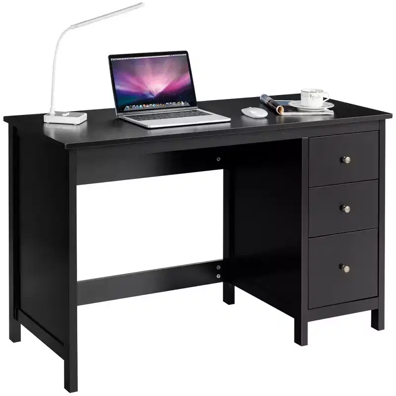 Costway Computer Desk Study Writing Desk Home Office Workstation with 3 Drawers White/Black/Brown