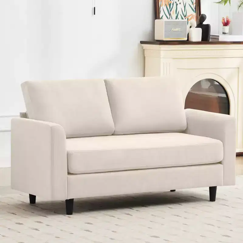 Cozy Comfort Loveseat for Living Room, Small Space, Office, Apartment, Breathable Soft Fabric Sofa