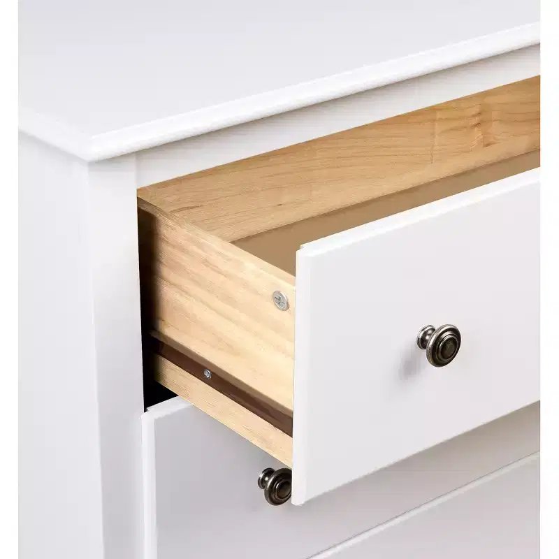 6-Drawer Dresser in White, Modern Storage Cabinet with Metal Glides & Safety Stops