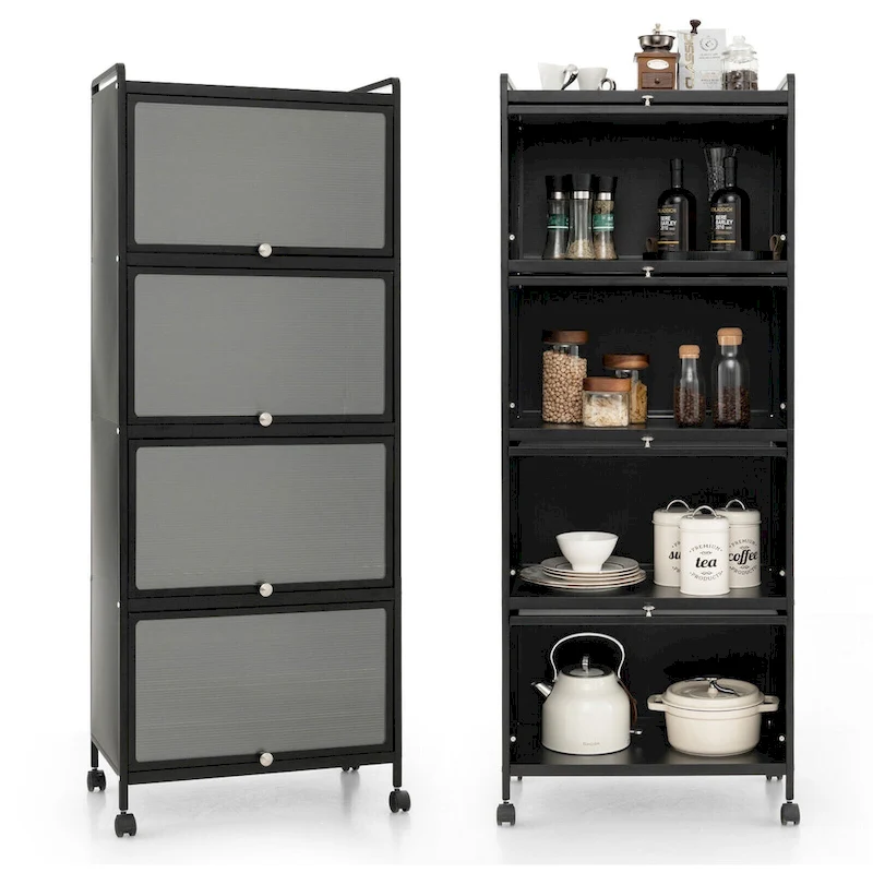 5-Tier Kitchen Baker's Rack with Flip-up PC Doors - 23.5 x 12.5 x 60.5 (L x W x H)