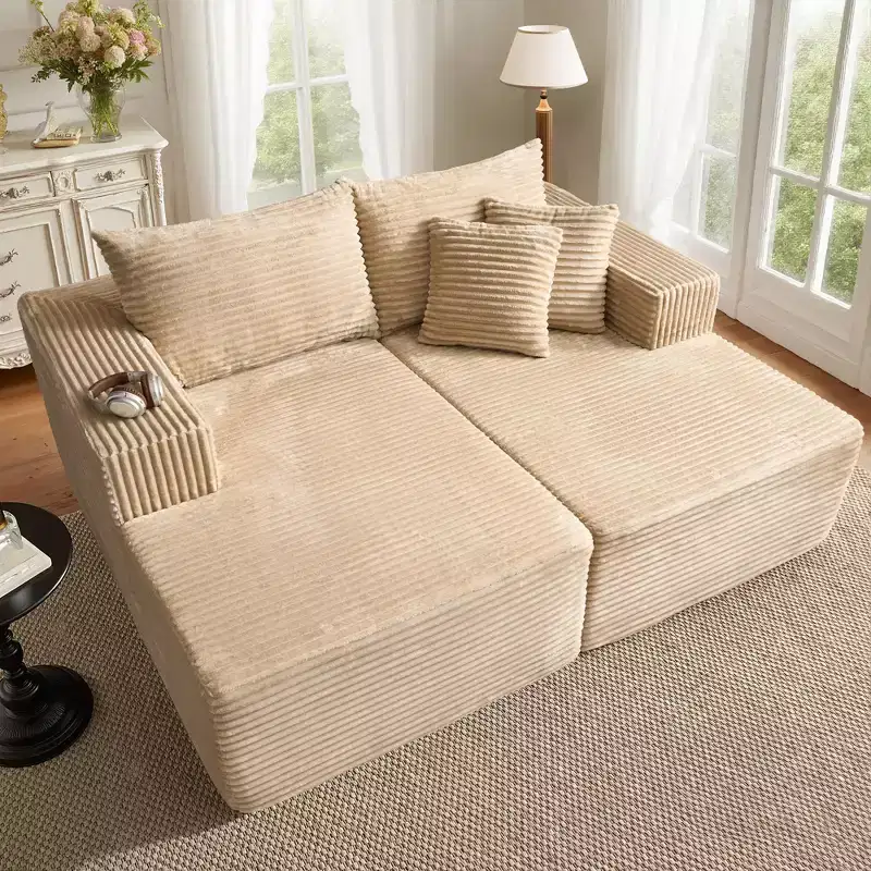 HOMLUX No Assembly Sectional Sofa with High Density Foam and Comfortable Seating, Stardard Plush Couch