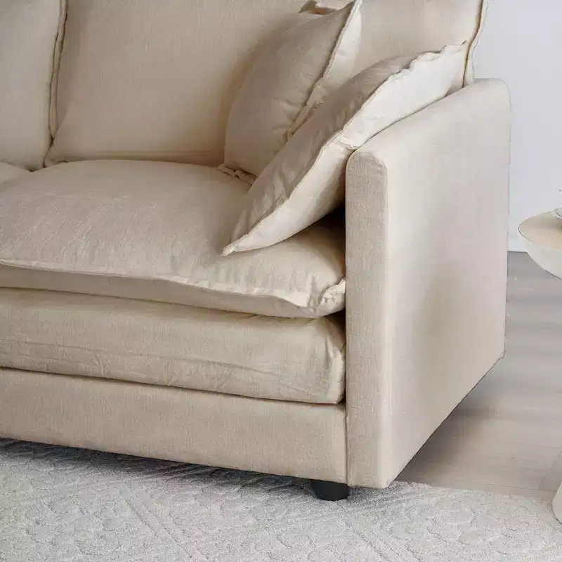 Modular Sectional Sofa for Living Room U Shaped Couch 5 Seater Convertible Sectional Couch with 1 Ottoman Beige Chenille