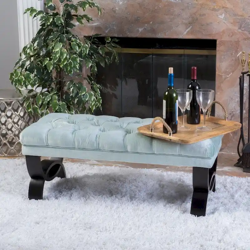 Tufted Velvet Ottoman Bench