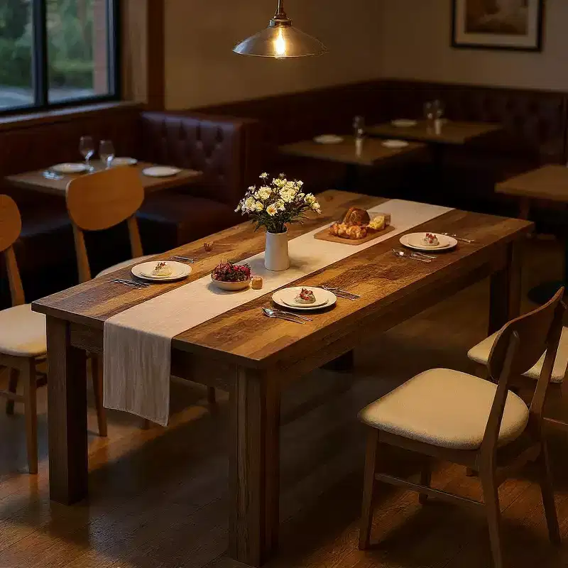 GustoWave 63 Wood Farmhouse Dining Table, for 4-6,Regular Tabletop