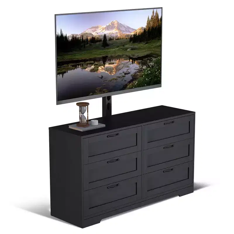 TV Stand with Mount and 6 Drawers. Entertainment Center for 32-80 Inch . Height Adjustable Media Console for Bedroom & Living Room