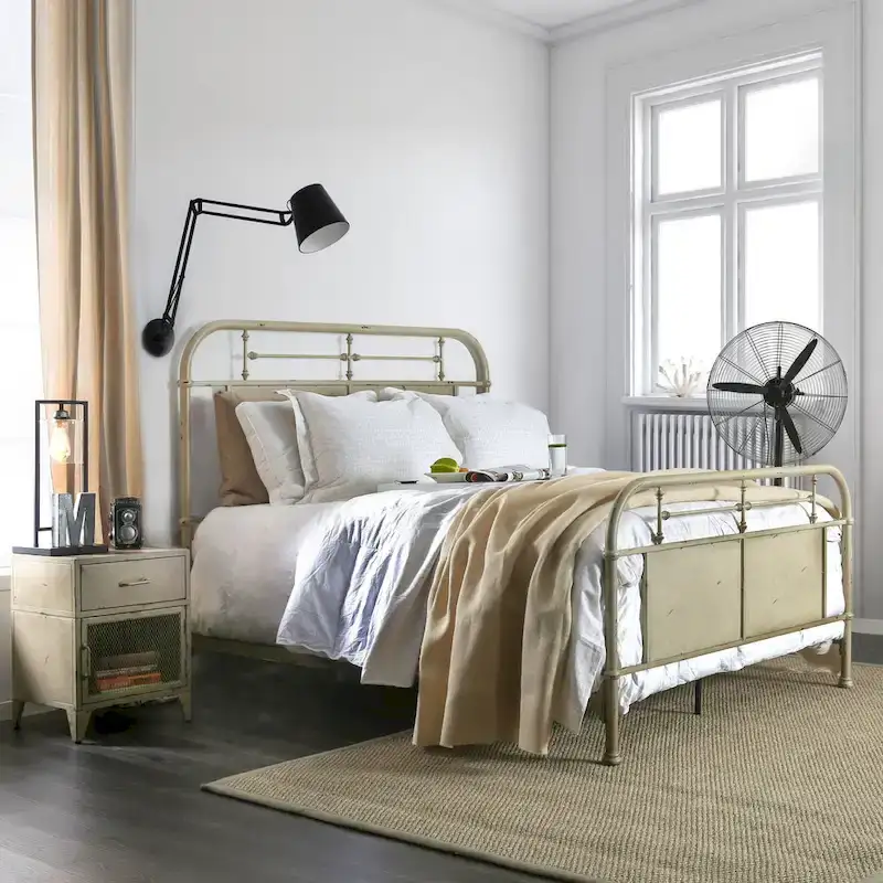 Furniture of America Ways Industrial Metal Panel Bed with Support Legs