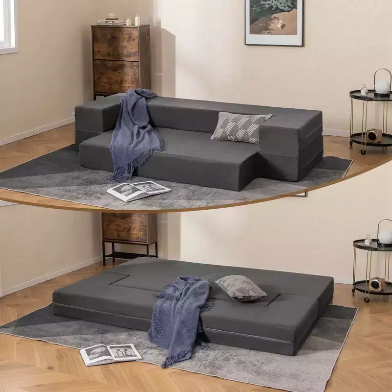 8-Inch Folding Sofa Bed with High-Density Foam & Washable Cover — Twin/Queen Size