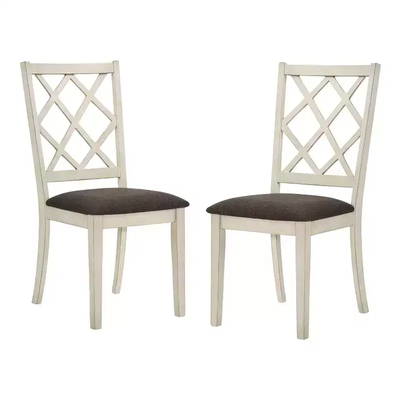 24/7 Shop At Home Moonglint Farmhouse Chairs: Padded, Antique White/Dark Walnut - Set of 2
