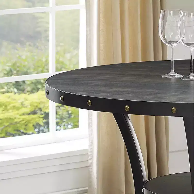 Espresso Wood Counter Height Nailhead Round Dining Table