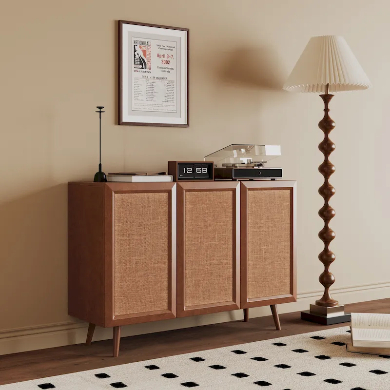 Entryway Storage Media Console Farmhouse Tv Stand Accent Buffet Sideboard Cabinet With Doors and Shelves