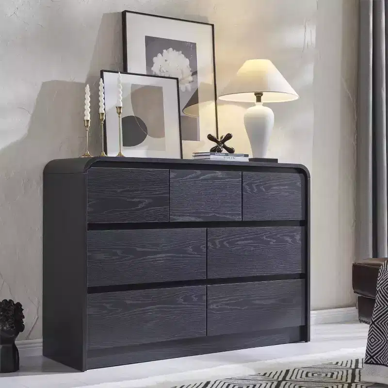 Mastgoal Modern 6 Drawer Vertical Dresser - 47'' Wood Storage Cabinet with Assembly, Chest of Drawers for Bedroom & Living Room
