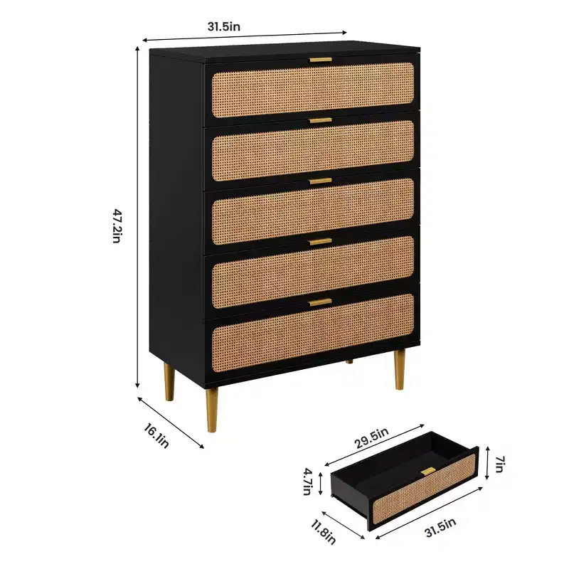 5-Drawer Rattan Dresser | 47