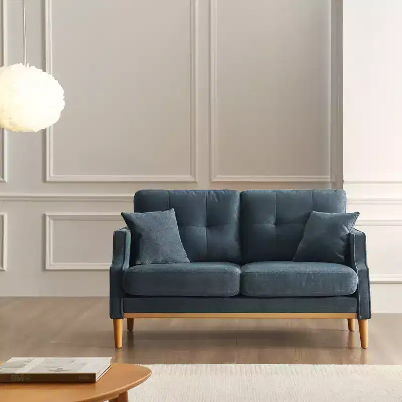 56.7 Waterproof Button Tufted 2 Seater Sofa with Wood Legs